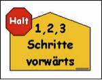 3 Schritte vorwärts im Parcours von Rally Obedience